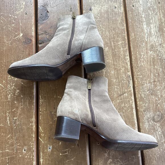 Aquatalia Grey Suede Waterproof Heel Ankle Boots 9.5 - Picture 2 of 7